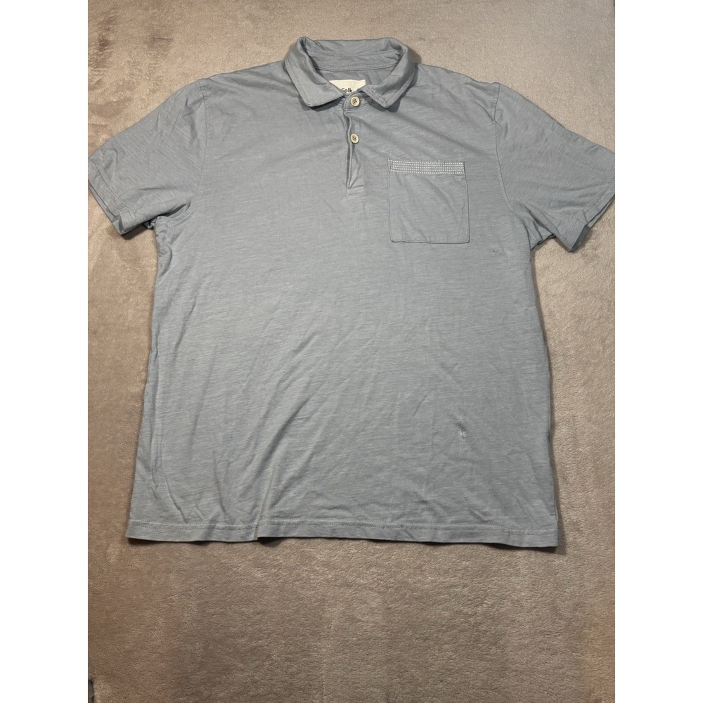 Folk Men's Cotton Polo Shirt Light Blue Size 3 Classic